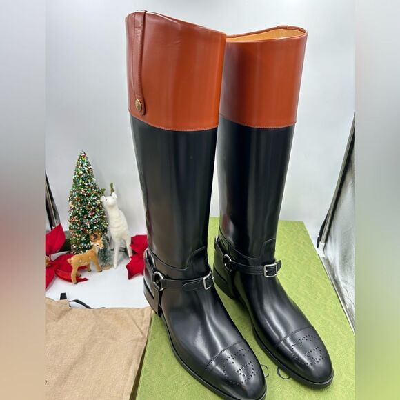 Men’s Gucci horse bit leather riding boots size 10 made in Italy - Picture 1 of 11